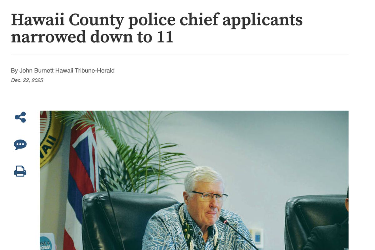 Star Advertiser: Hawaii County police chief applicants narrowed down to 11