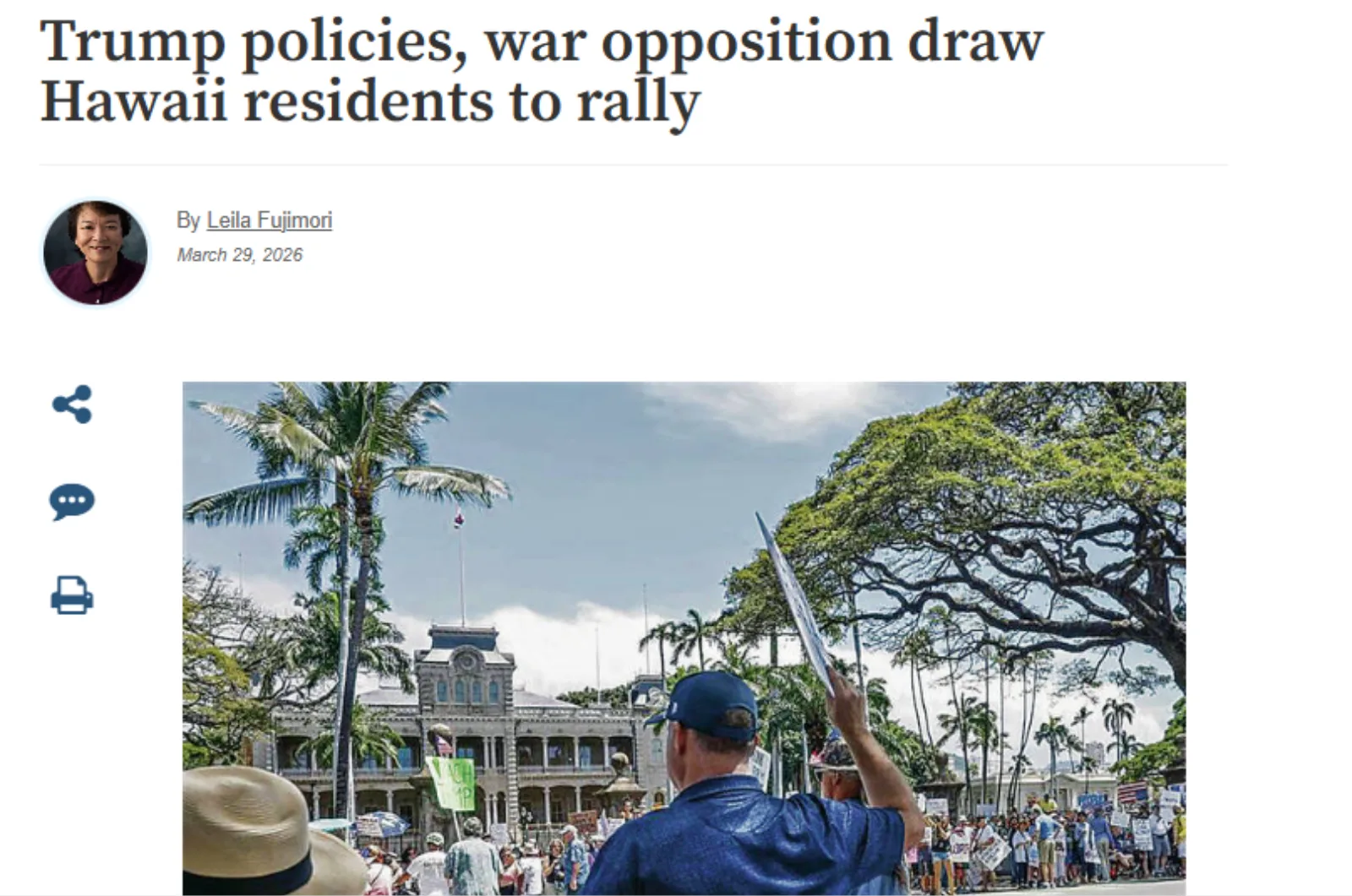 Star Dvertiser – Trump policies war opposition draw hawaii residents to rally (1)