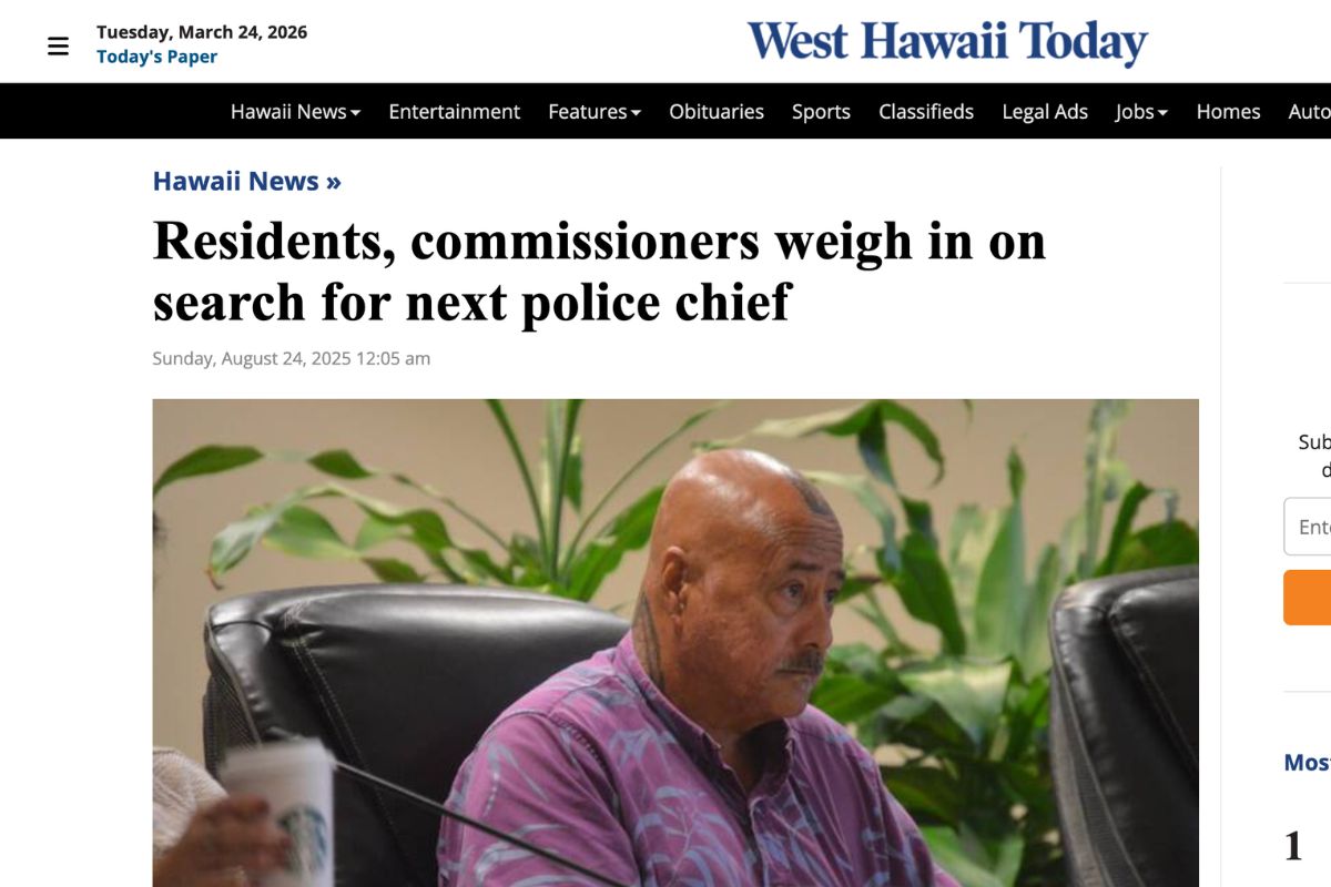 West Hawaii Today: Residents, commissioners weigh in on search for next police chief
