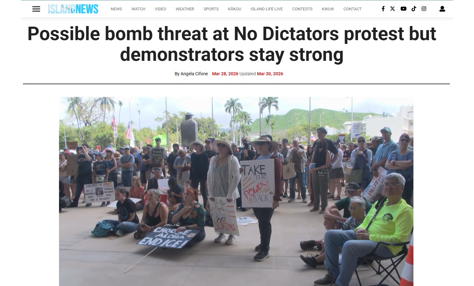 Island News: Possible bomb threat at No Dictators protest but demonstrators stay strong