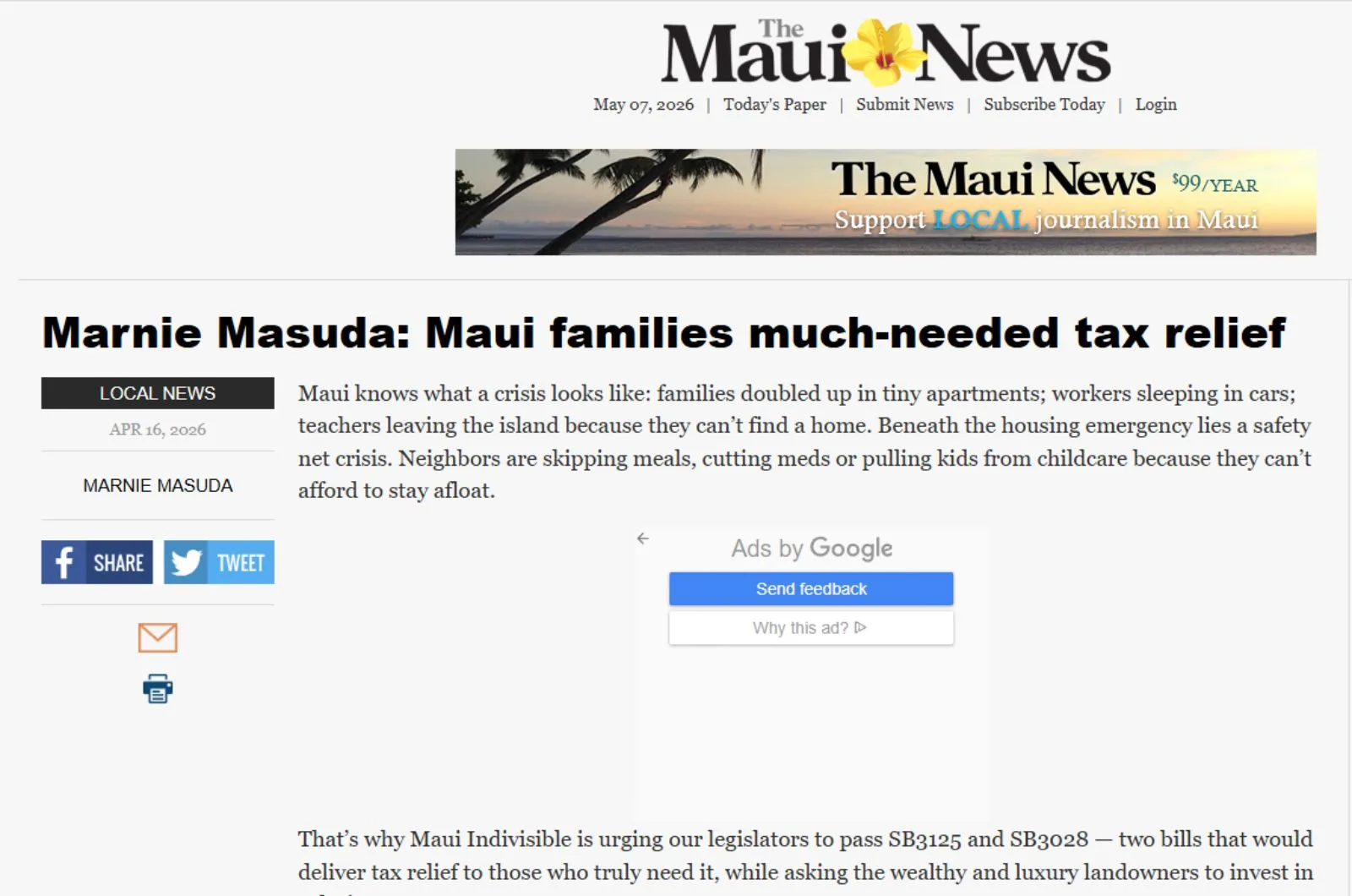 Screenshot From Marnie Masuda: Maui Families Much-Needed Tax Relief