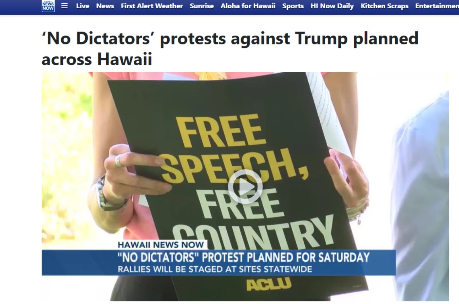 No Dictators’ Protests Against Trump Planned Across Hawaii Screenshot From No Dictators' Protests Against Trump Planned Across Hawaii