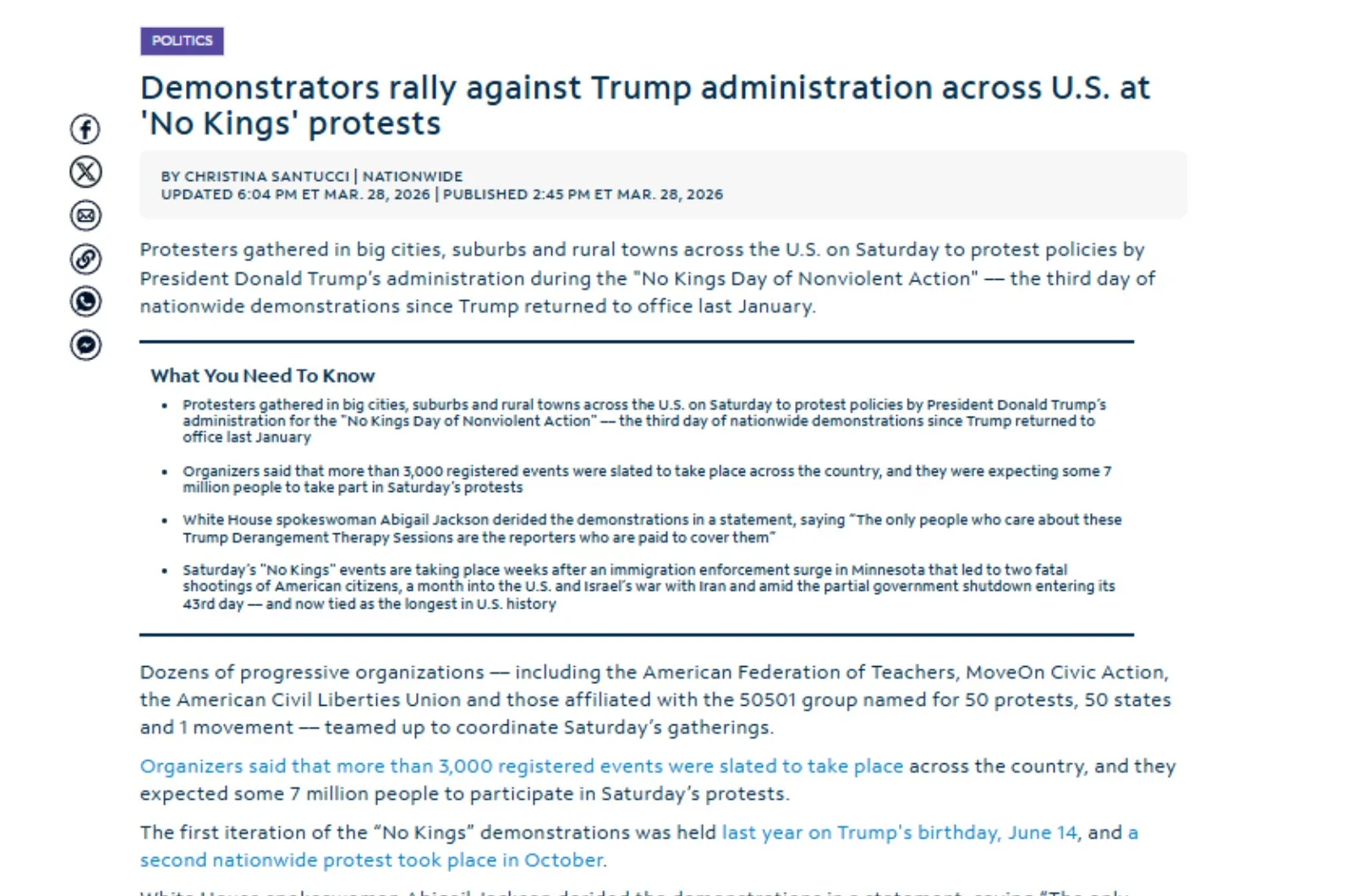 Spectrum Hawaii News- Demonstrators rally against Trump administration across U.S. at ‘No Kings’ protests Screenshot from Spectrum Hawaii News- Demonstrators rally against Trump administration across U.S. at 'No Kings' protests