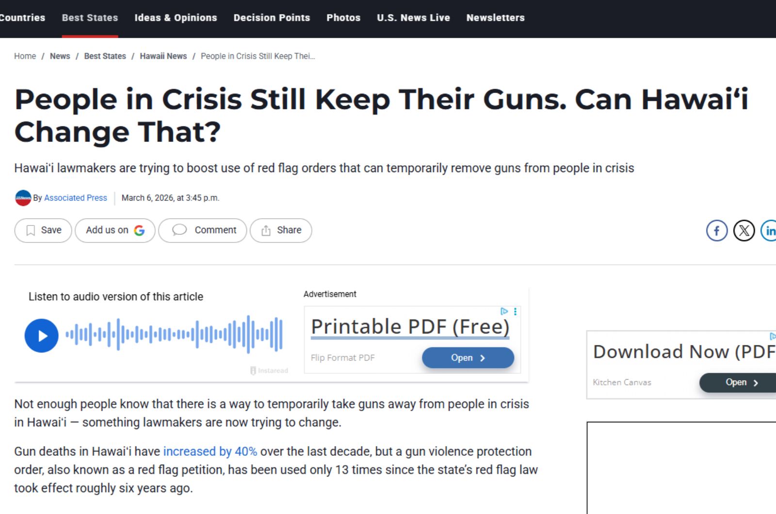 U.S. News: People in Crisis Still Keep Their Guns. Can Hawaiʻi Change That?