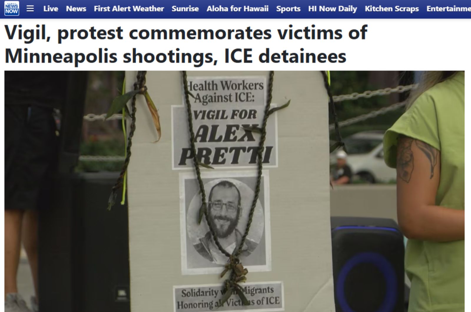 Hawai’i News Now: Vigil, protest commemorates victims of Minneapolis shootings, ICE detainees