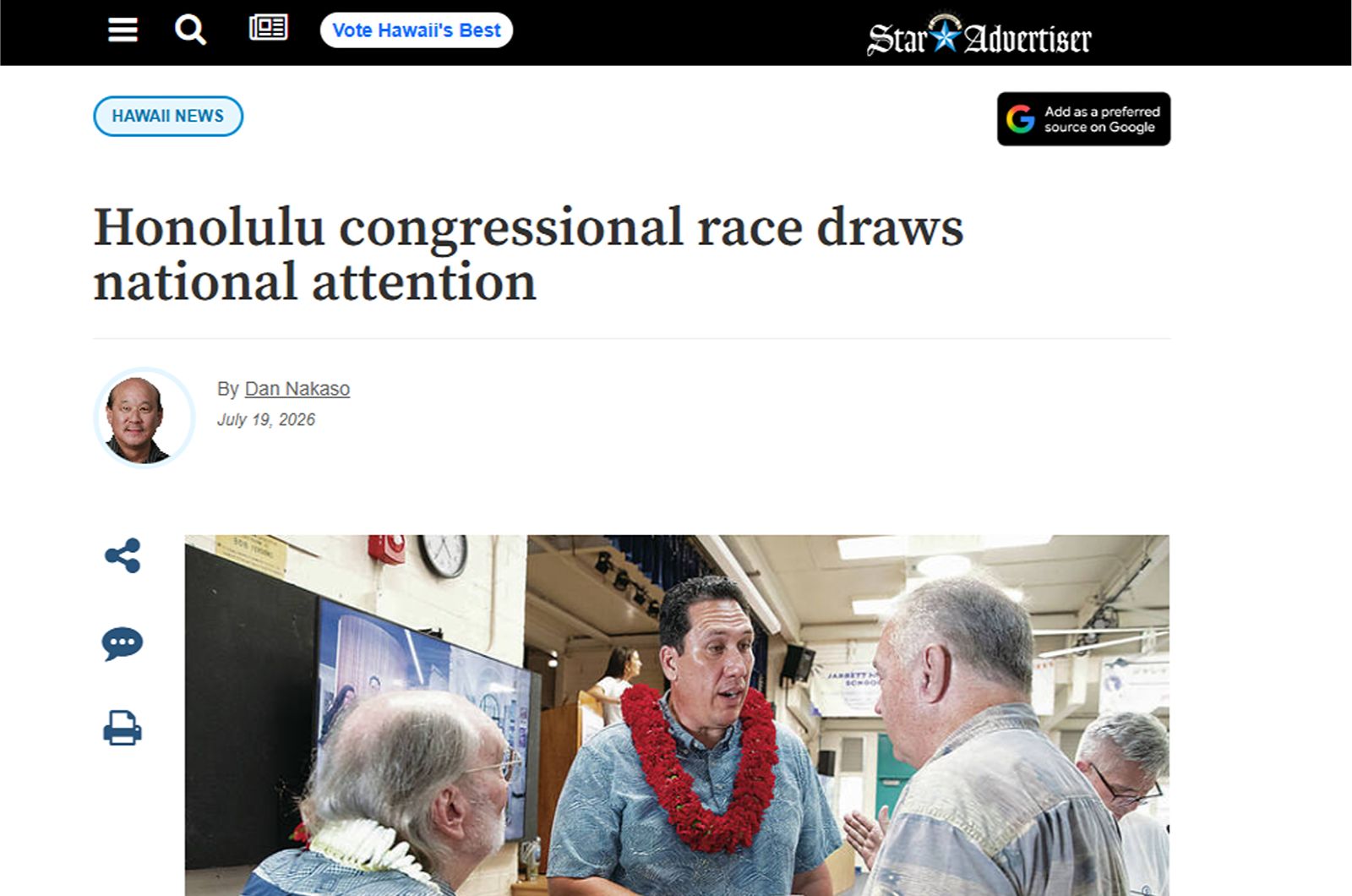 Star Advertiser: Honolulu congressional race draws national attention