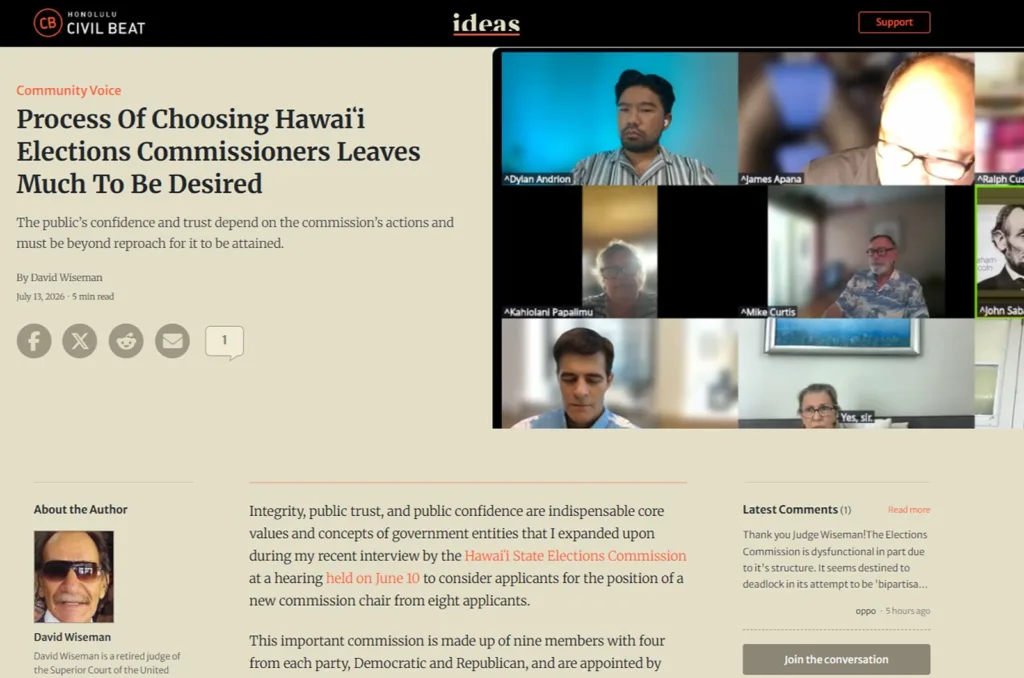 Screenshot From Process Of Choosing Hawaiʻi Elections Commissioners Leaves Much To Be Desired