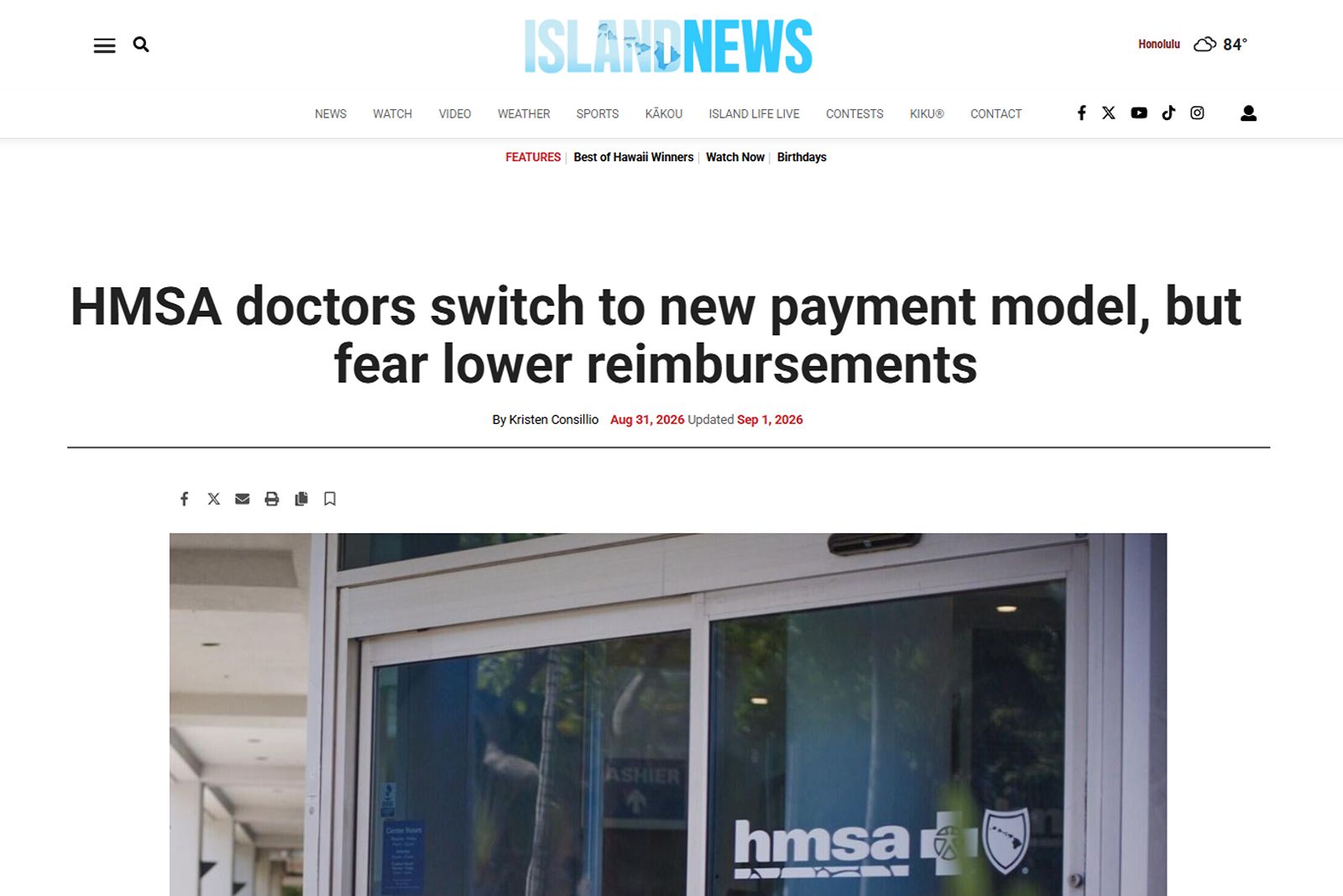 Island News: HMSA doctors switch to new payment model, but fear lower reimbursements